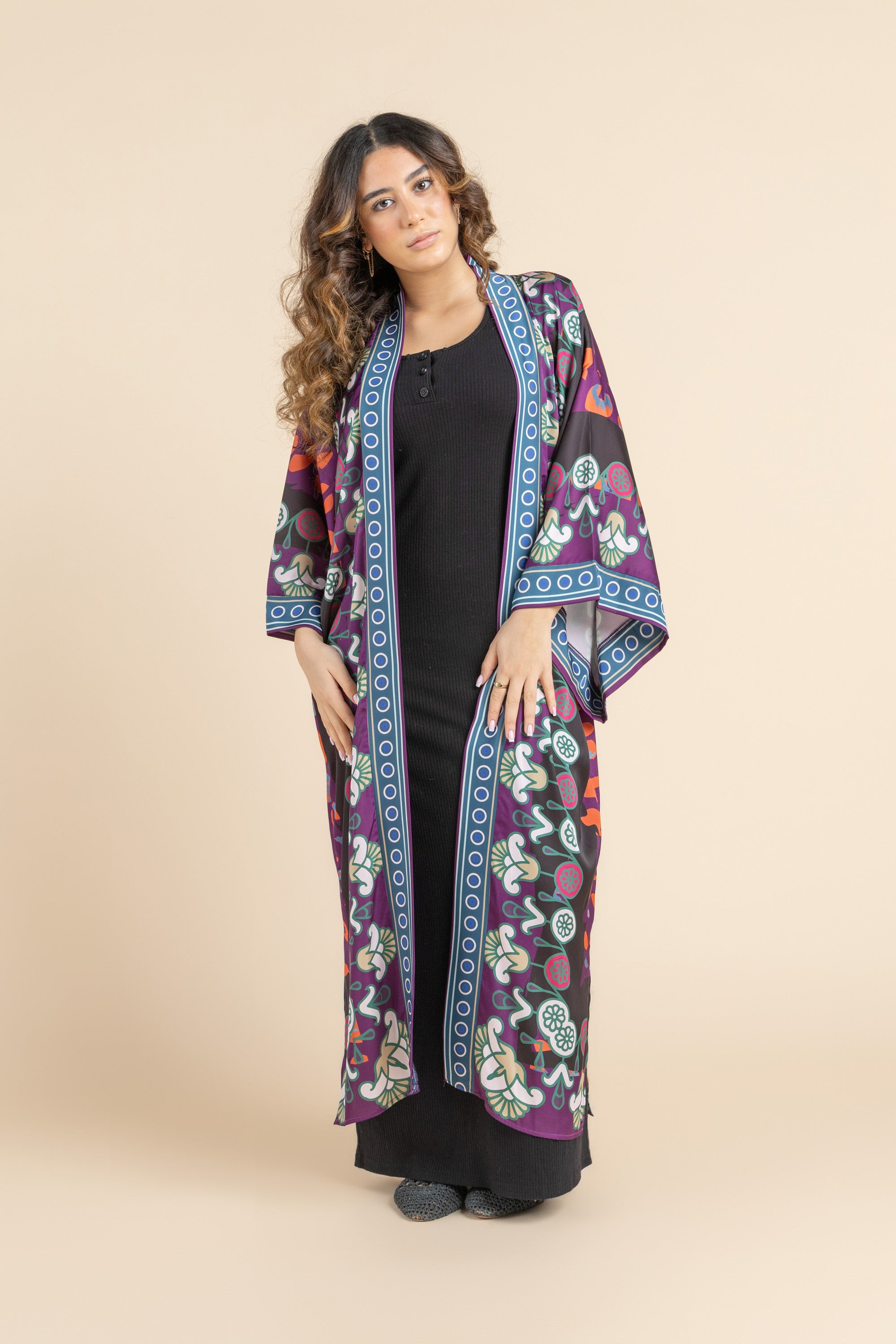 Image of Satin Black Serenity Kimono